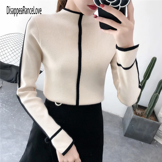 DisappeaRanceLove Women Turtleneck Pullover Sweater Soft Jumper Long Sleeve Autumn Winter 2020 Warm Thick Slim Fit Tops 3