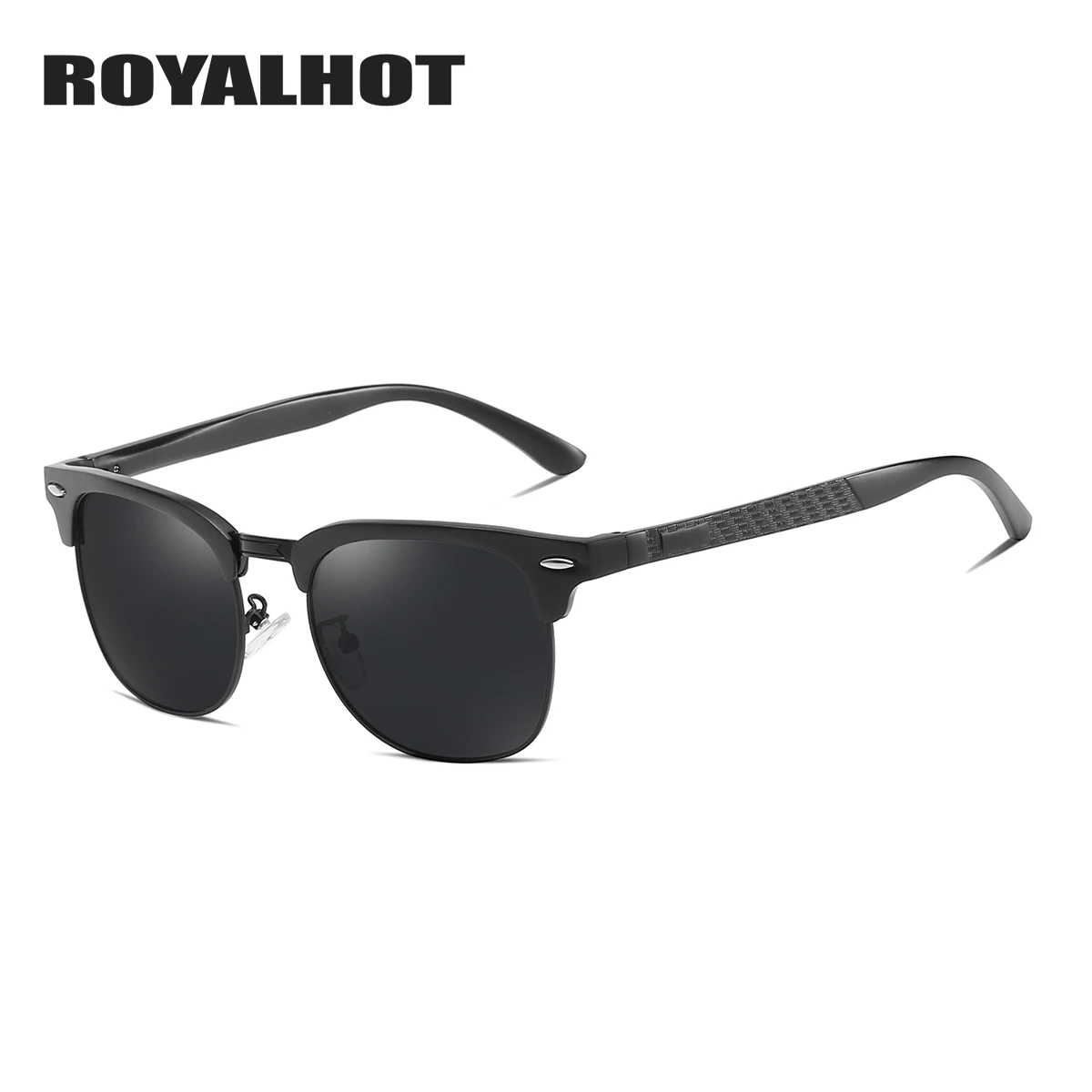 RoyalHot, поляризационные солнцезащитные очки для мужчин и женщин, алюминий, магний, полуоправа, очки для вождения, солнцезащитные очки, солнцезащитные очки, мужские, 90089 - Цвет линз: Black Grey