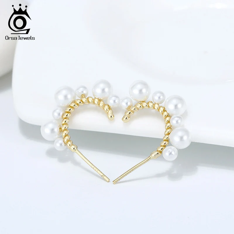 ORSA JEWELS S925 первоклассные серьги-гвоздики из искусственного жемчуга новые милые серьги из стерлингового серебра с жемчугом женские ювелирные изделия SE210