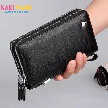 

Genuine Leather New Multifunctional Long Wallet Cow Leather Zipper Money Clip Men's Simple Design Business Clutch Cellphone bag