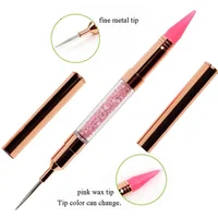 Rose Gold Dual-ended Silicone Head Nail Art Dotting Pen Crystal Rhinestone Picker Tools Wax Pencil Nails Brush Manicure Tools 1