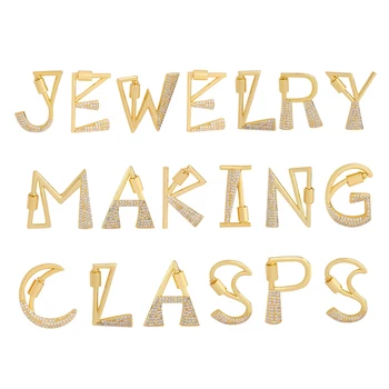

Juya DIY Letters Initial Pendant Fastener Screw Lock Clasps Accessories For Craft Name Pendant Mesh Chains Punk Jewelry Making