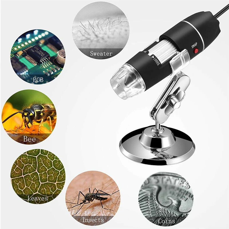 

3 In 1 USB HD Magnifier 1000X Zoom 1080P Microscope Endoscope Video Cameras New
