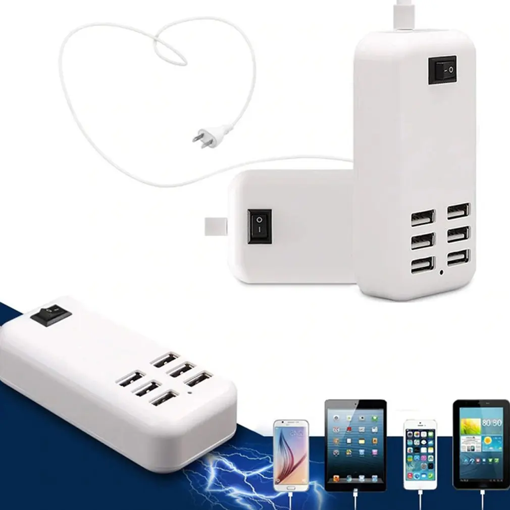 6 портов USB Настольная многофункциональная быстрая настенная зарядная станция AC адаптер питания зарядное устройство умная быстрая зарядная станция