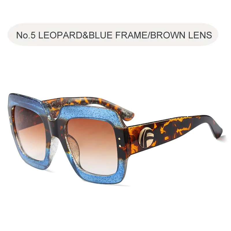 C5 LEOPARD-BLUE Негабаритные Квадратные Солнцезащитные очки женские винтажные Ретро солнцезащитные очки Роскошные брендовые черные Большие оттенки женские очки UV400 - Цвет линз: C5 LEOPARD-BLUE