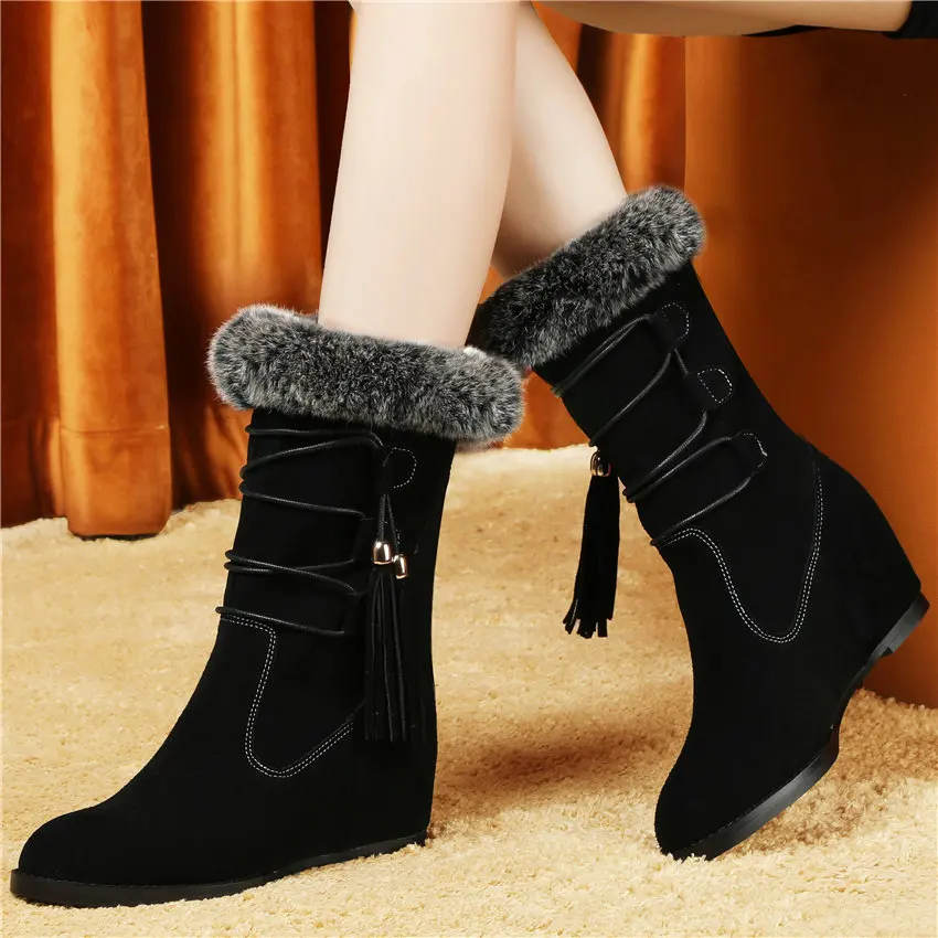 Женские черные зимние ботинки из натуральной кожи на танкетке и высоком каблуке в стиле милитари; высокие туфли-лодочки на платформе с кроличьим мехом; зимние ботинки-оксфорды в стиле панк