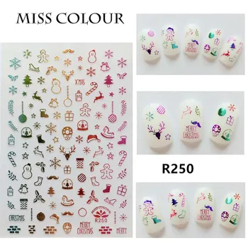 

7pc/set Christmas Design 3D Nail Sticker For Nail Art Colorful Snowman Snowflakes Gift Santa Star Deer Sock Manicure Decoration