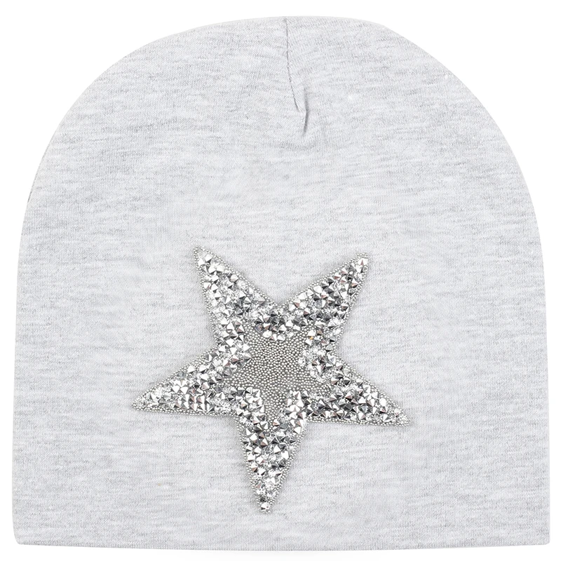 silver light gray Geebro пентаграмма хлопок детские черепа шапочки для девочек и мальчиков, для младенцев, для новорожденных, зимняя теплая шапочка Шапки шапки-унисекс для От 0 до 3 месяцев - Цвет: silver light gray