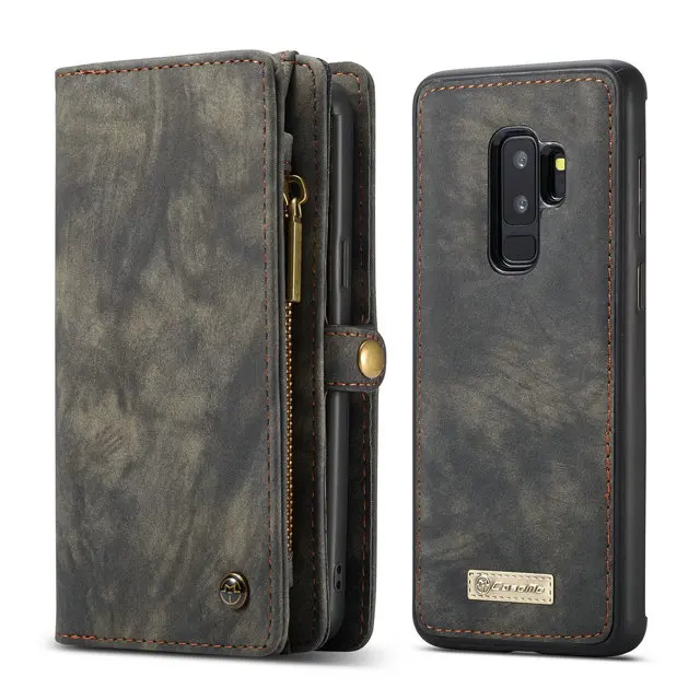 Многофункциональный флип-чехол на молнии для samsung S9 Plus, чехол для Galaxy Note 9, 8, note9, чехол-бумажник для samsung S7 Edge, S8+ S9+ чехол - Цвет: Черный