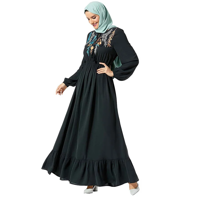Abaya/платье в национальном стиле; мусульманское плиссированное платье с вышивкой и поясом; женское консервативное длинное платье в дубайском стиле