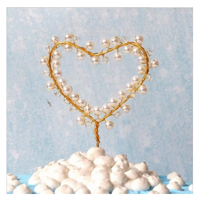 

Imitation pearl heart cake topper wedding party baking decoration birthday party baby shower Bridal shower Engagement