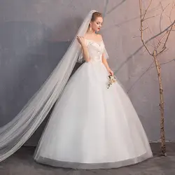 Иллюзия белое свадебное платье бальное кружевное платье с коротким рукавом Аппликации Тюль элегантное вечернее платье невесты Vestido Noiva Barato