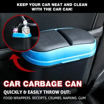 

Car Trash Can with Double Lids Car Double-Opening Trash Car Interior Debris Bucket Press Flip Trash Can With Lid Storage Box