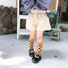 Лидер продаж, вельветовые шорты с оборками для девочек, осенние шорты для маленьких девочек 2-7 лет