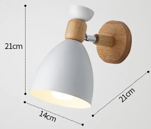Современная прикроватная лампа для спальни в скандинавском стиле, креативные Настенные светильники из цельного дерева, настенный светильник для кабинета в коридоре - Цвет абажура: B WHITE