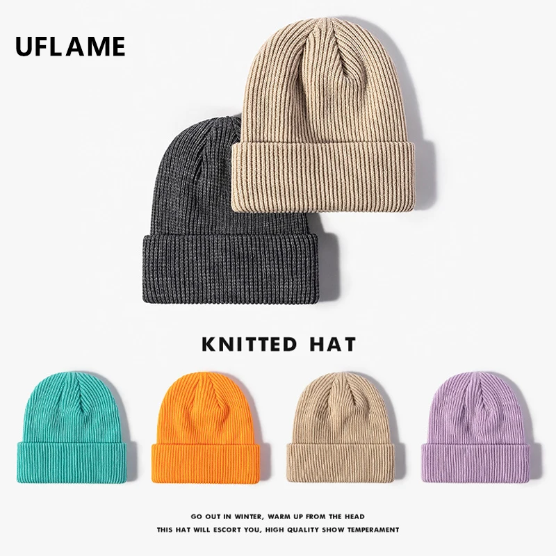 Новинка женские шапки UFLAME шапка на зиму однотонная вязаная с шестигранным узором