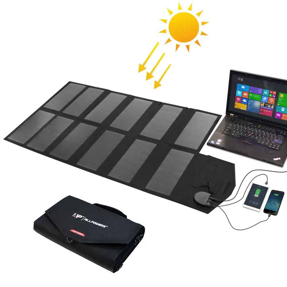  Solar Panel 80W Foldable Portable Solar Charger Compatible Charge for iPhone 11 Pro Macbook Pro Air