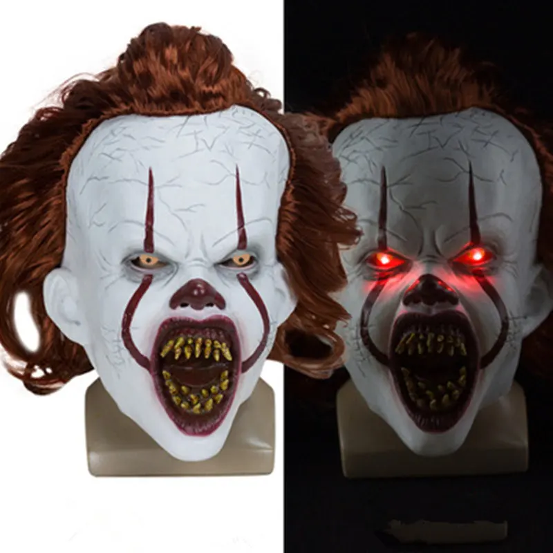 Светодиодный ная светящаяся маска для Хэллоуина Золотая на все лицо pennywise ужасов