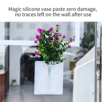 

Wedding Wall Mounted Silicone Vase Detachable Window Party Exhibition Small Strong Sticky Flower Plants Reusable Potted Office