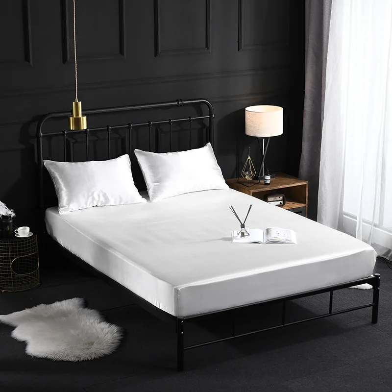 Satin silk elastic Fitted Sheet Luxury bed linen Cover bedding set sheets mattress Protector bedspread bed