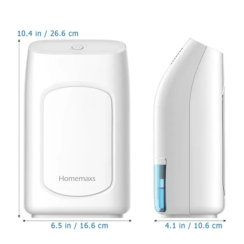  HOMEMAXS 700ml Compact Dehumidifier Mini Air Dryer Damp Remover with Auto Shut Off for Bedroom Base - 4000031545558