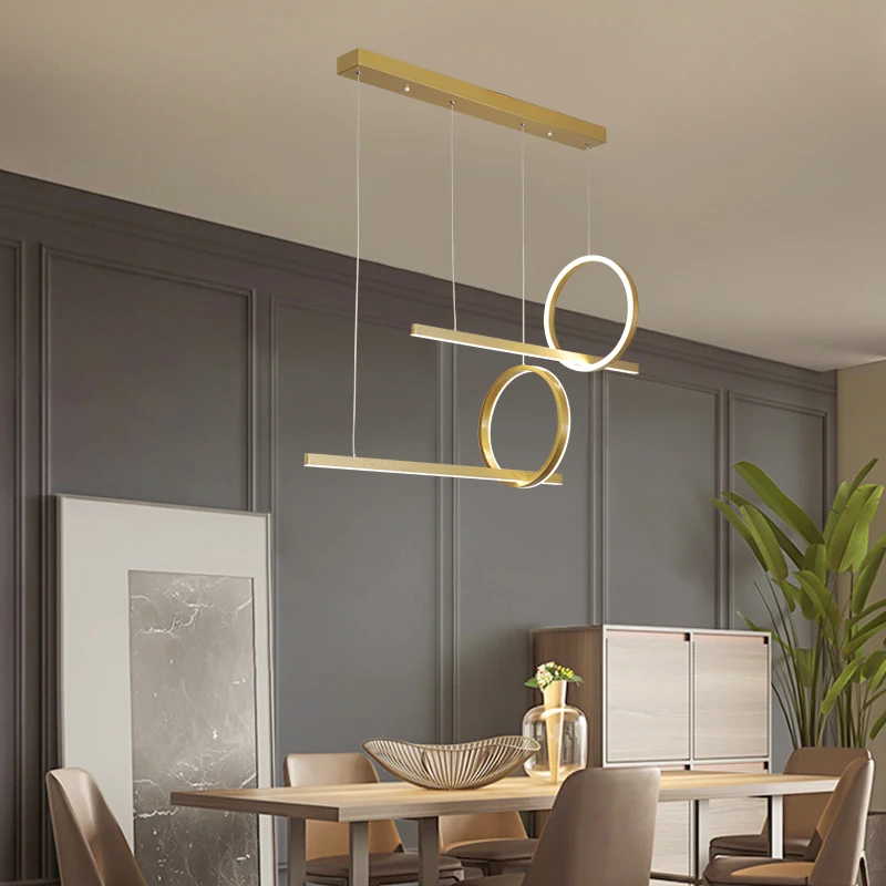 

Modern led pendant lights for study dining room lamps remote control lighting lustre golden coffee frame lamp AC90-260V QIYIMEI