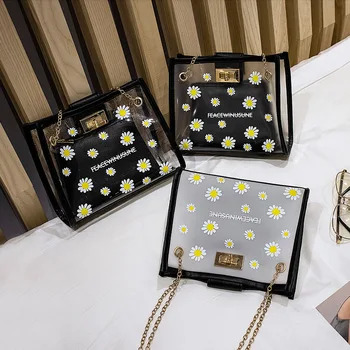 

2020 Summer and Autumn New Korean Women's Trendy Small Daisy Print Small Square Bag Single Shoulder Diagonal Picture Bags