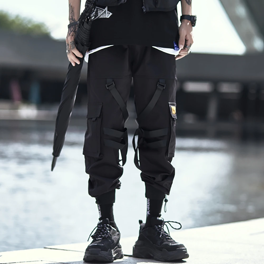 Techwear Cargo Pants Men Pockets 2020 Autumn Black Function Pants New