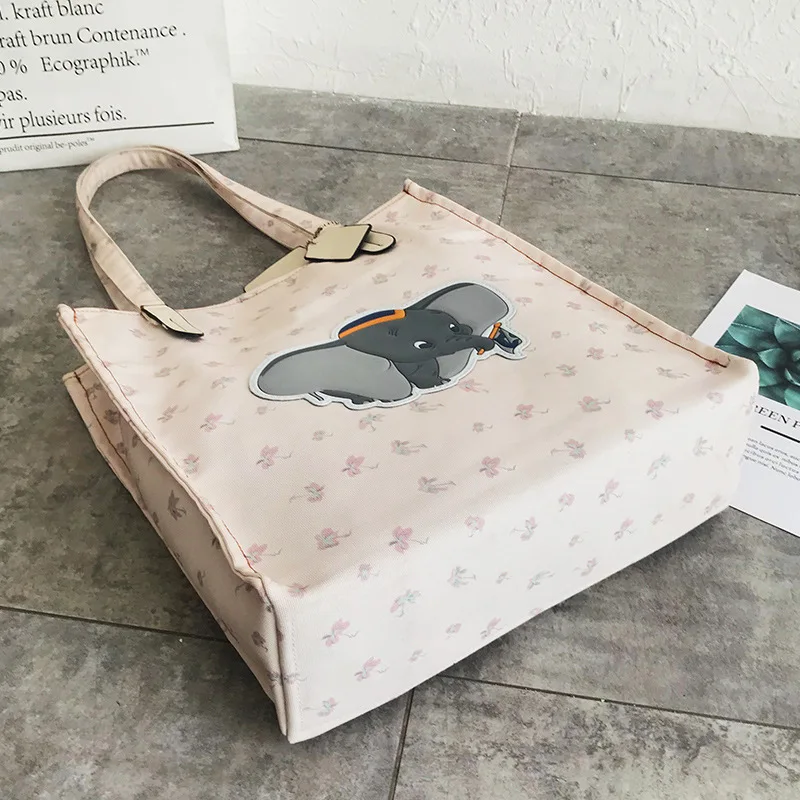 Disney Dumbo Холщовая Сумка-тоут, вместительная сумка, Дамская Повседневная сумка, сумка на плечо, Подарочная сумка для покупок, сумка для хранения