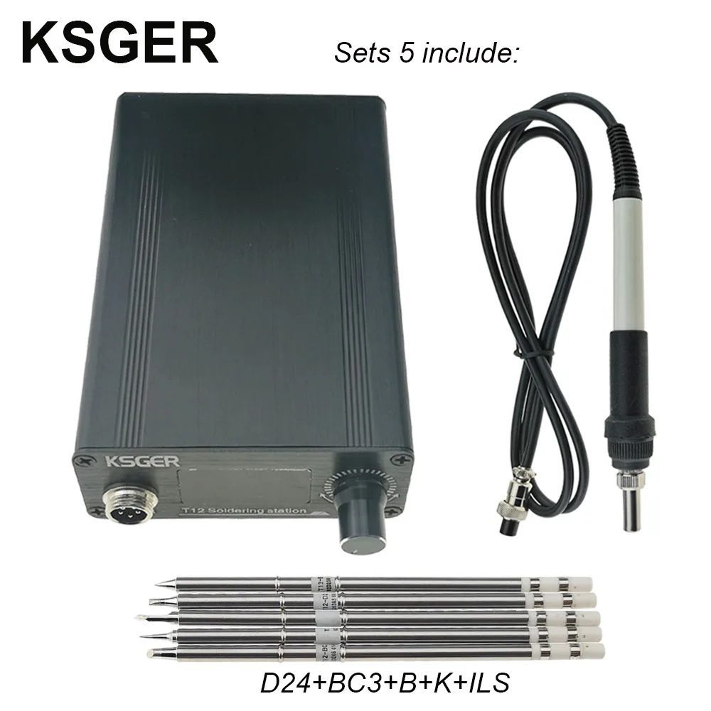 Sets 5 KSGER T12 Digital STM32 Soldering Station T12 Iron Tips Auto-Sleep Boost Aluminum Alloy Quick Heating 907 ABS Handle DIY Tools - Цвет: Sets 5