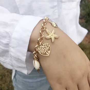 

Bracelet for Women Boho Charms Bracelets Shell Conch Starfish Tree of Life Best Friend Gift Free Shipping Lote Al Por Mayor