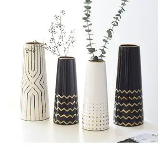 

FLOWER VASE HOME DECORATION CERAMICS GEOMETRIC GRAPHICS BRONZING VASES FLORAL FLOWERS INSERT HOME DECORATION ACCESSORIES MODERN