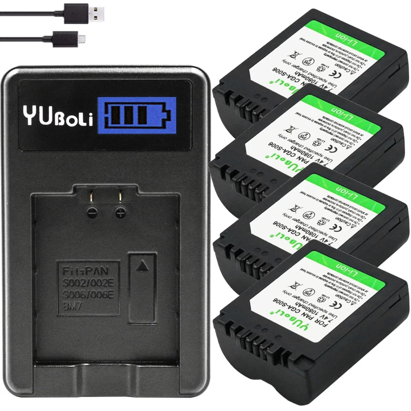 Флэш-батарея S006 флэш-зарядное устройство S006A CGR-S006E + зарядное USB с ЖК-дисплеем для