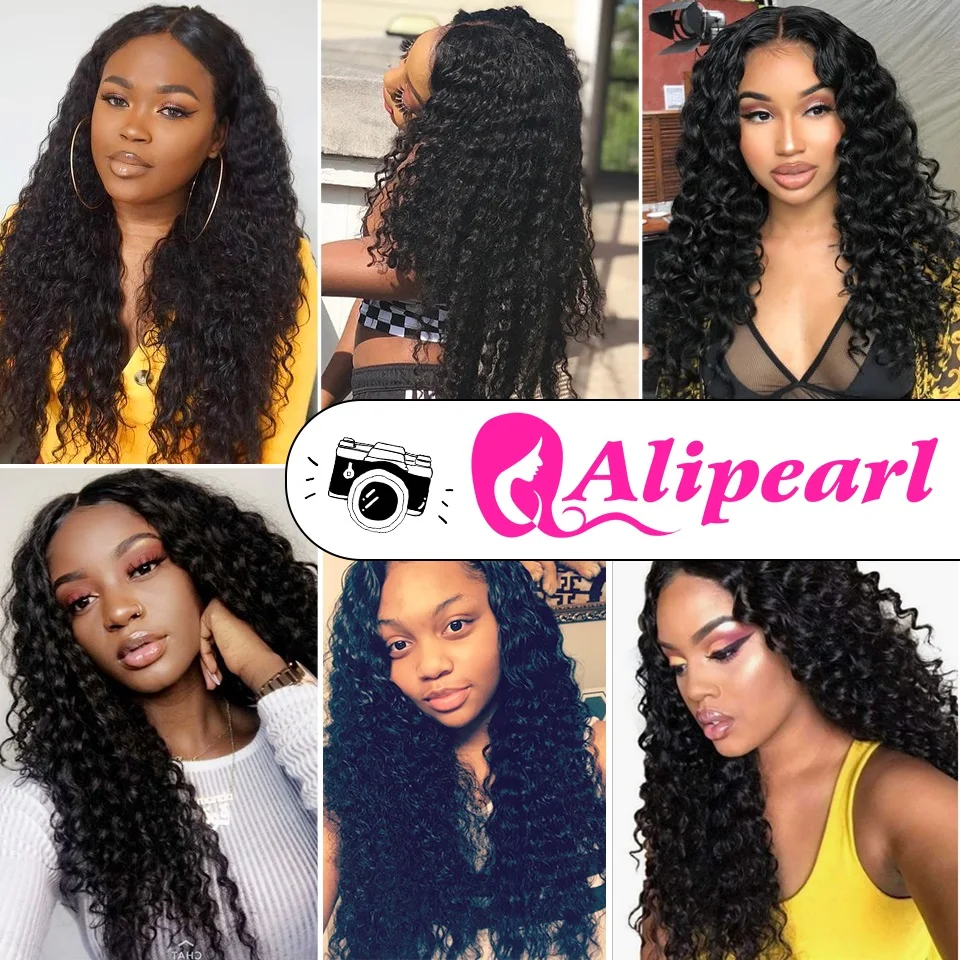 AliPearl Hair Deep Wave Bundles With 5x5 Lace Closure Human Hair 3 Bundles With Closure Free Part Remy Hair Extension 6