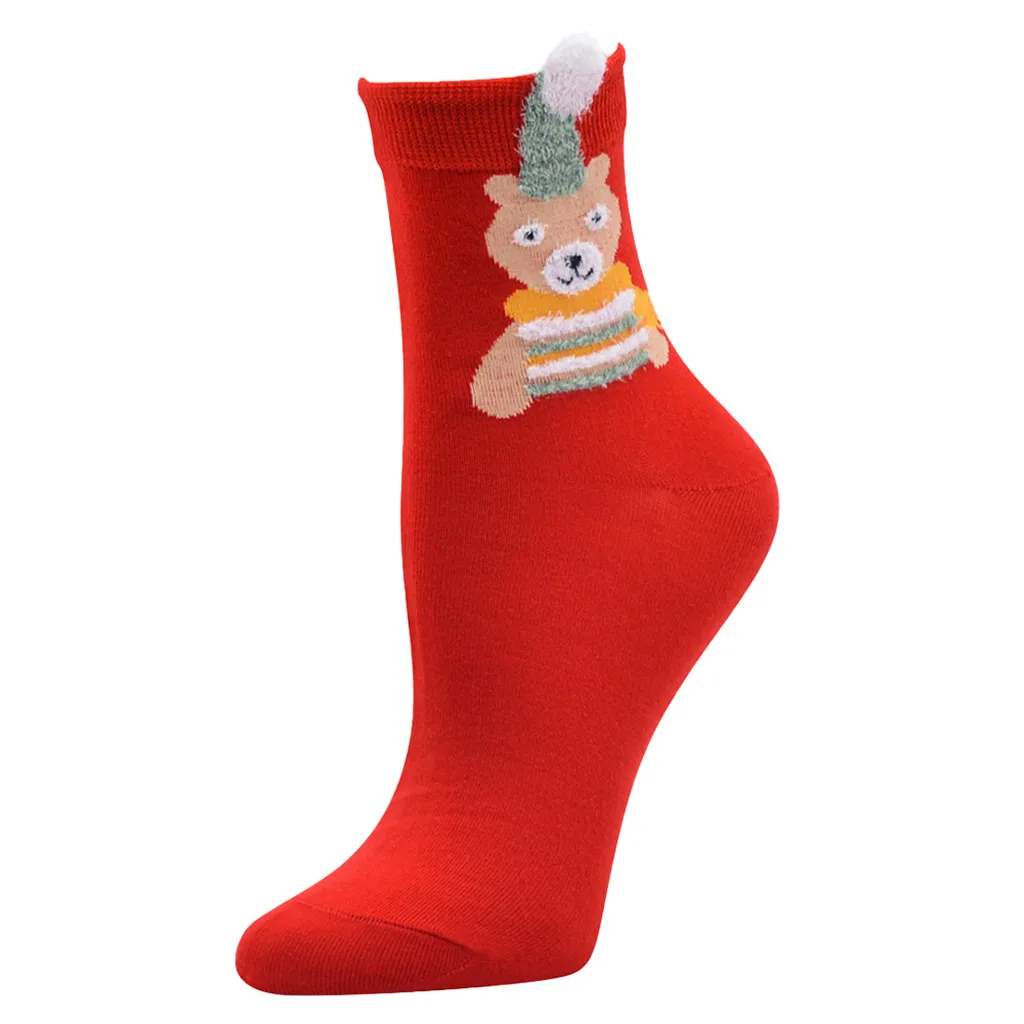 4 пары хлопковых теплых рождественских носков Meias с объемными рисунками животных из мультфильмов Рождественский принт лося, средние Носки Skarpetki