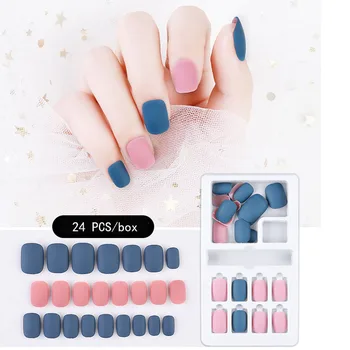 

Fashion nail art Grind arenaceous gradient jump False Nails Point Metallic Acrylic Nail Tips 24pcs/kit Easy for Daily wear