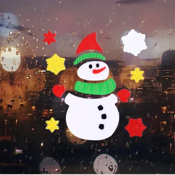 

Christmas Snowman Window Gel Jelly Sticker Xmas Stickers for Window Showcase Removable for Home Decor New Year Glass Mural#11.6