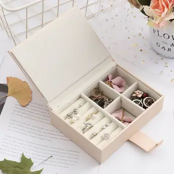 

2020 New Fashion Jewelry Box Organizer Portable Travel Leather Jewellery Ornaments Case Storage