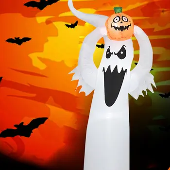

Halloween Inflatable Ghost Decorations Glowing Little Ghosts Holding Pumpkins with Lights Lawn Garden Party Decoration