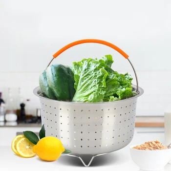 

Stainless Steel Multi-function Fruit Cleaning Basket Steamer Basket Pressure Cooker Anti-Scald Steamer Kitchen Accessories