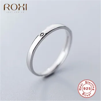 

ROXI Smooth Romantic Sun Moon Couple Rings Women Men Wedding Ring Adjustable Jewelry 925 Sterling Silver Stackable Finger Rings