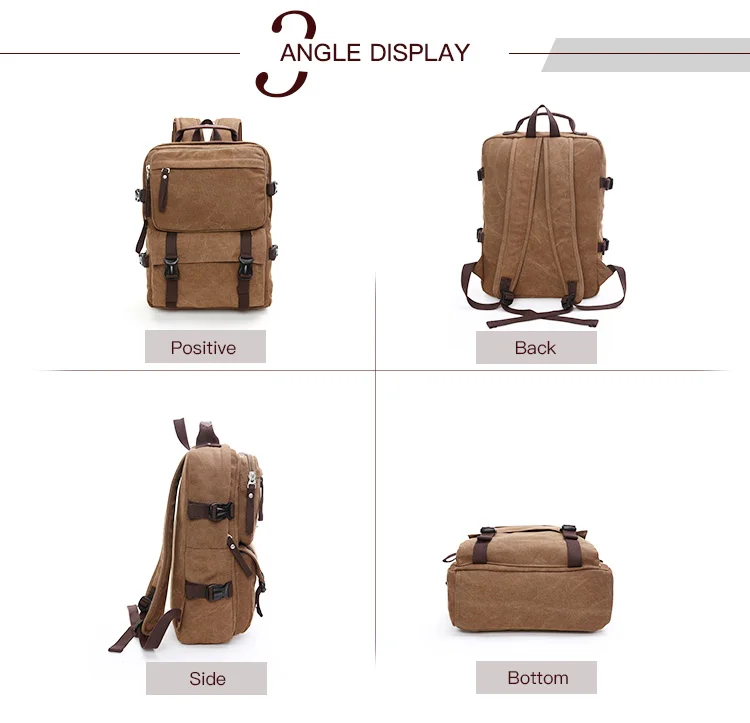 solid color canvas school backpack vintage canvas backpack leisure personalised backpack