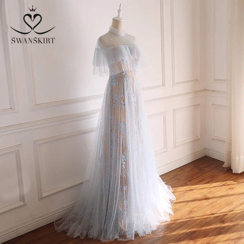 Разноцветный Тюль свадебное платье Swanskirt A218 Бохо светильник синий А-силуэт Принцесса в Турции Индивидуальные Невесты Платье Vestido de noiva