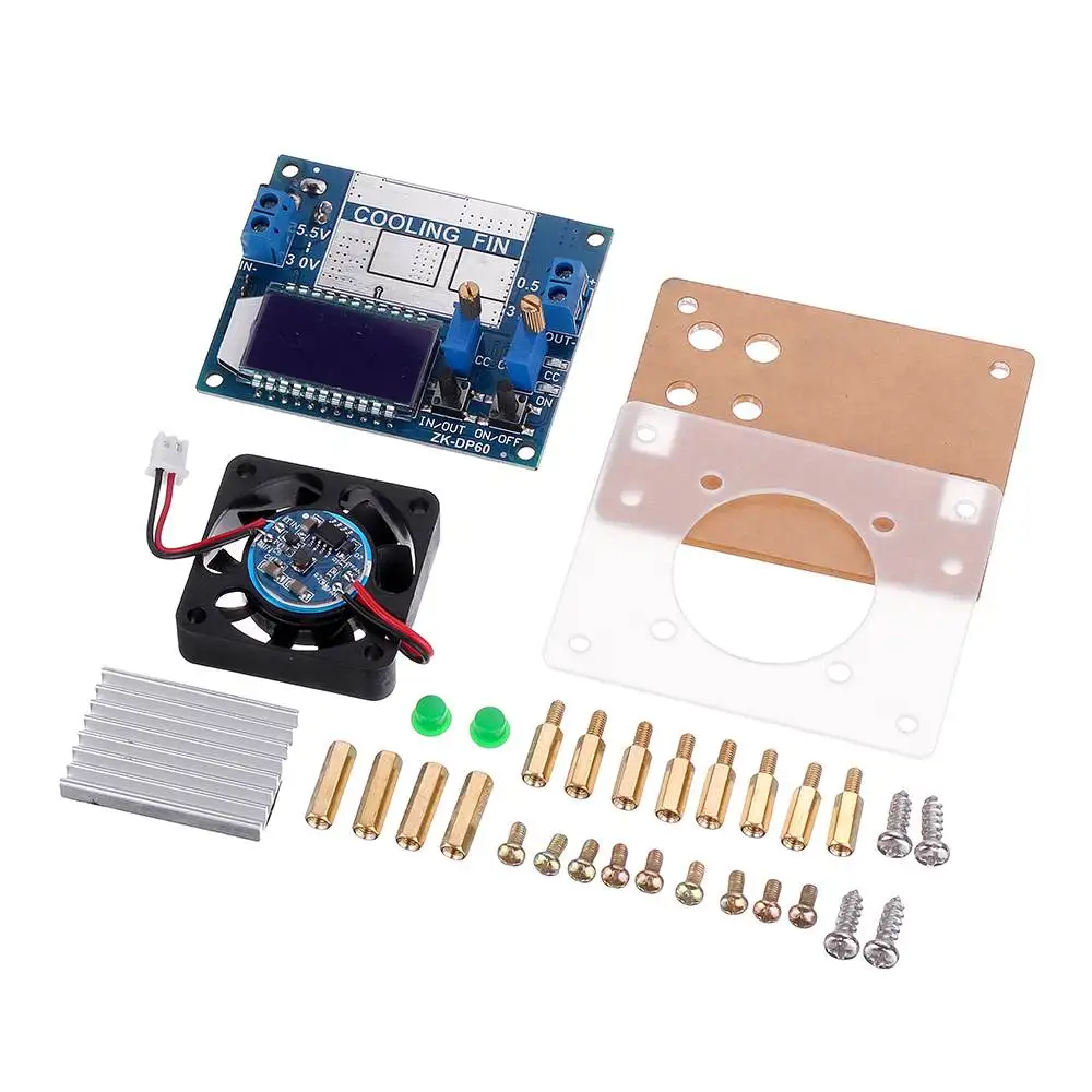 

LEORY ZK-DP60 60W Step Down Converter High-Power Adjustable Buck Power Supply Module LCD Display with Fan and Acrylic Shell