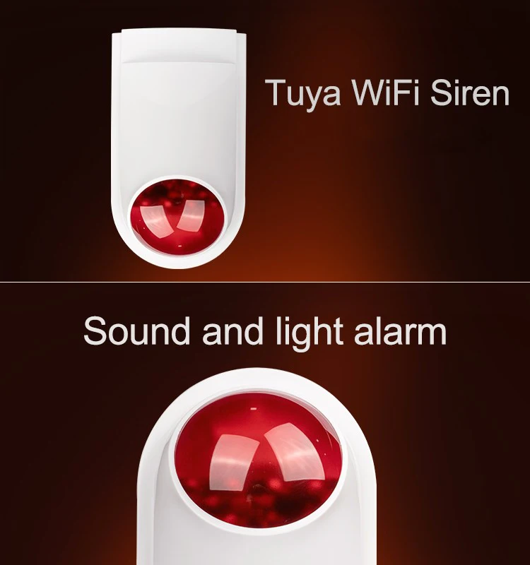 Tuya-sensor de Sirene de Alarme Impermeável ao ar Livre Sensor de Som sem Fio Smart Life Home Security Systems Alexa Google Ifttt 130db 20 Smart Life, Home Security Systems, Alexa, Google, IFTTT, 130DB