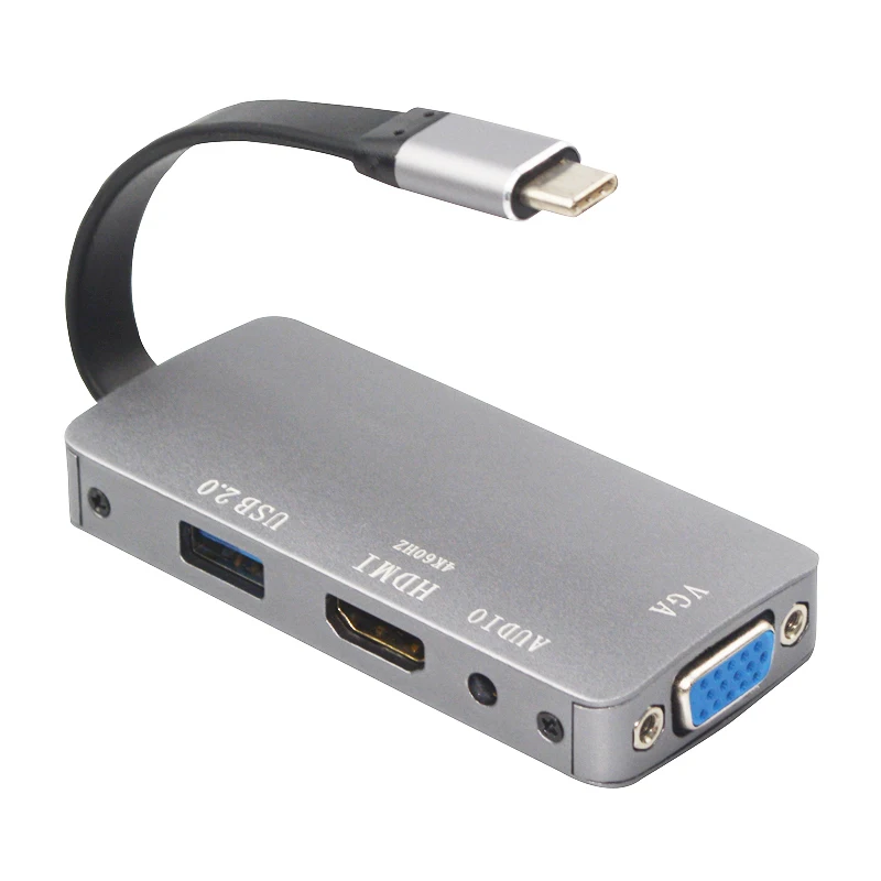 Usb type C к Hdmi Vga Usb2.0 аудио адаптер 3,5 мм разъем многопортовый концентратор для Macbook samsung Dell huawei P20 ноутбука