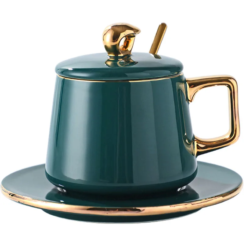Креативная керамическая кофейная чашка ins стиль североевропейская маленькая Роскошная Бытовая простая Pm Penh чайная чашка тарелка с крышкой Ложка