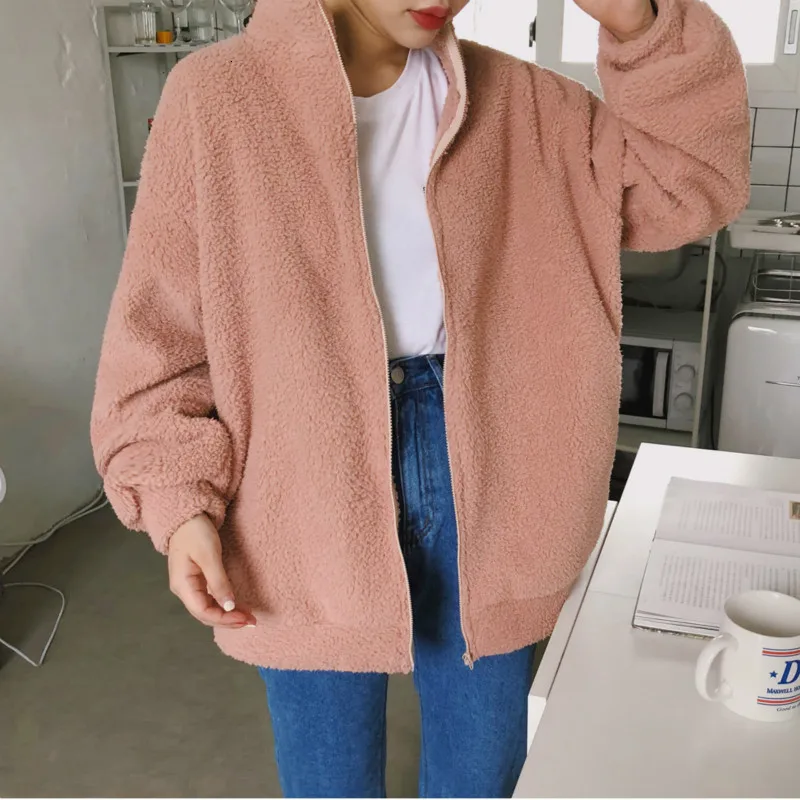 Vrouwen Herfst Winter Jassen Rits Roze Mardarin Kraag Zoete Plus Size Veste Femme Chaqueta Lange Mouw Vrouwen Herfst Winter Jassen Rits Roze Mardarin Kraag Zoete Plus Size Veste Femme Chaqueta Lange Mouw