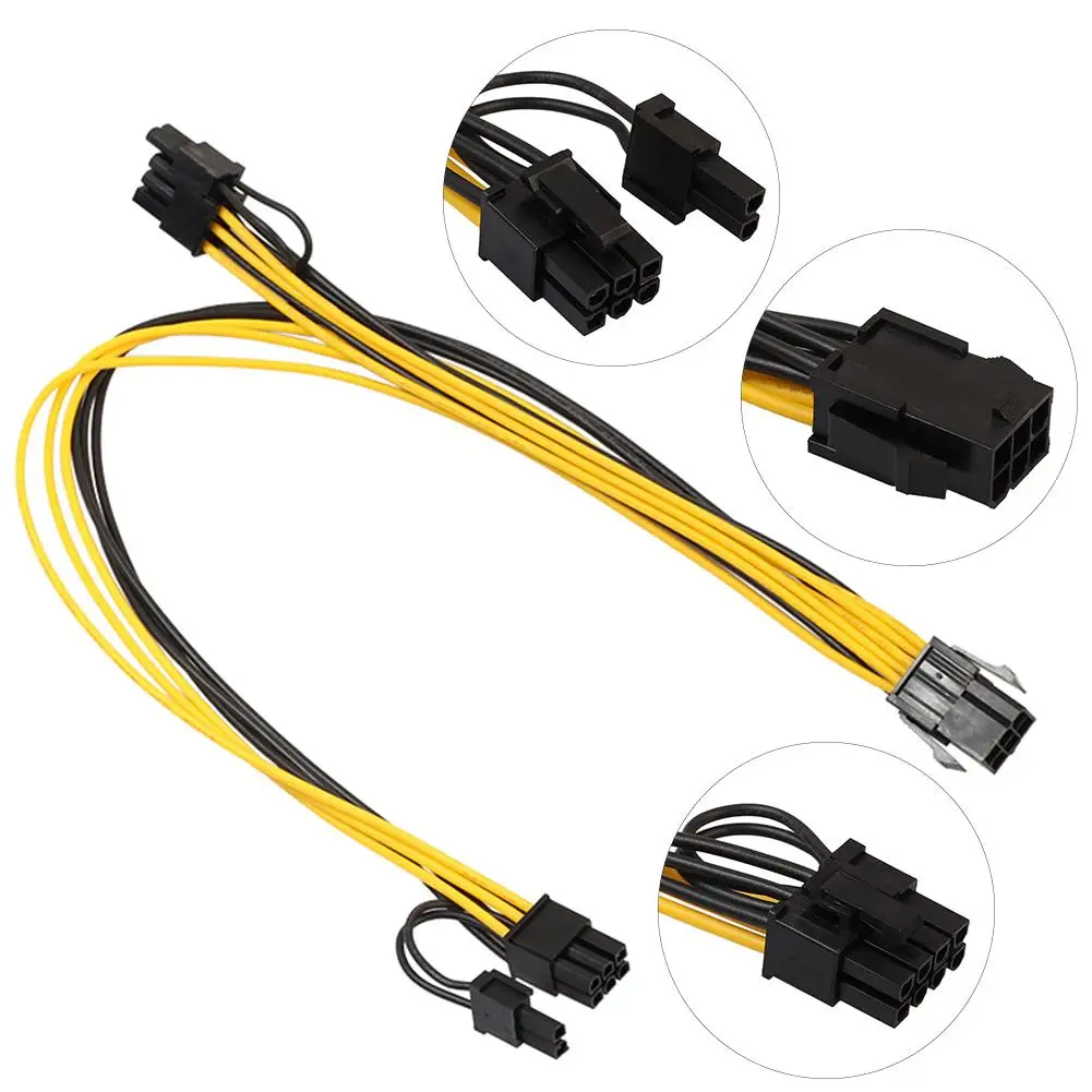 

6Pin To Dual 8Pin( 6+2pin )CPU PCI-E PCIe Express Graphics Card Power Cable Supply Y Splitter Cable Cord 18AWG Wire 40cm+20cm