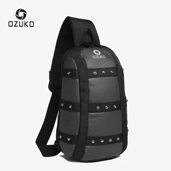 

OZUKO Men's Fashion Crossbody Bag Oxford Waterproof Chest Bags Male Shoulder Messenger Bag Casual Sling Waist Pack Leisure